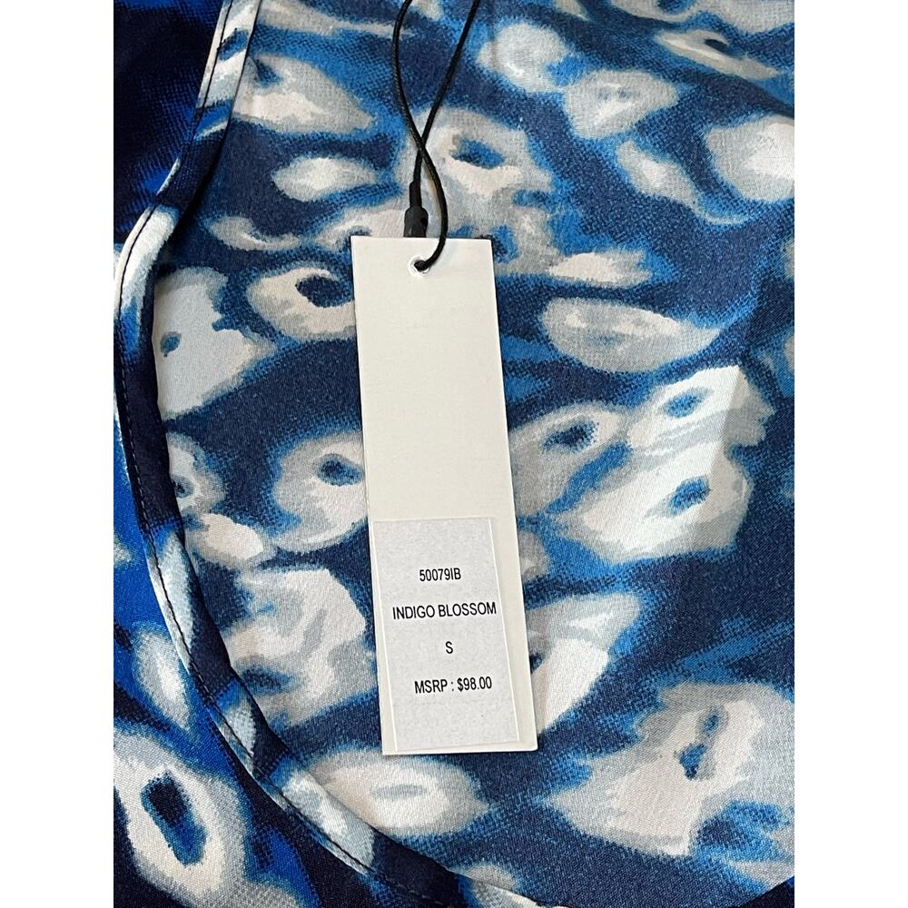 NWT Womens W118 by Walter Baker Blue White Black Abstract Print Tank Blouse S - Picture 5 of 8